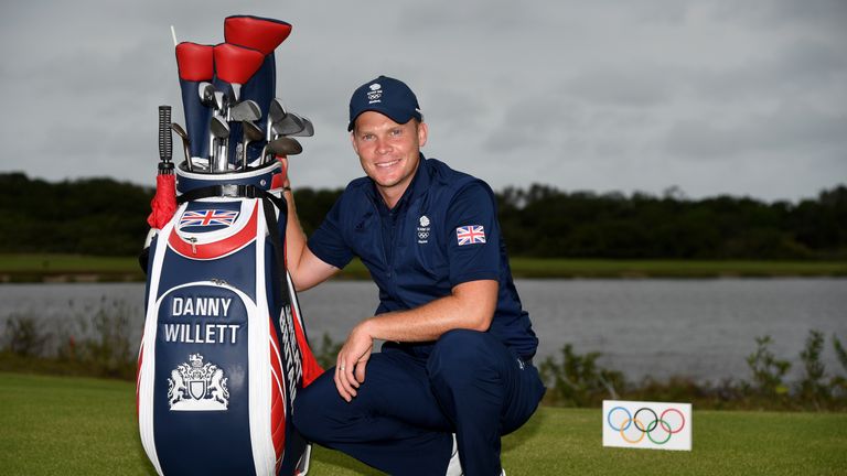 Danny Willett of Great Britain pictured with his golf bag during a practice round at Olympic Golf Course