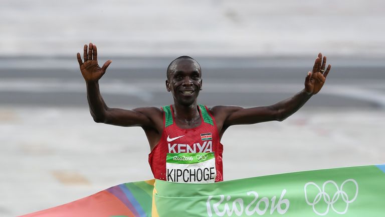 Kenya's Eliud Kipchoge wins the men's marathon