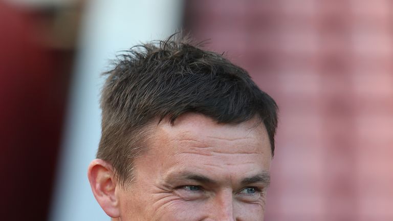 BARNSLEY, ENGLAND - AUGUST 09:  Barnsley manager Paul Heckingbottom looks on prior tothe EFL Cup match between Barnsley and Northampton Town at Oakwell Sta