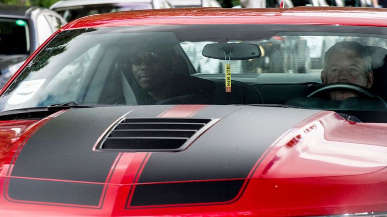 Paul Pogba arrives at Carrington for his Man United medical