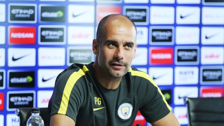 Manchester City manager Pep Guardiola speaks during a press conference, 26 August 2016