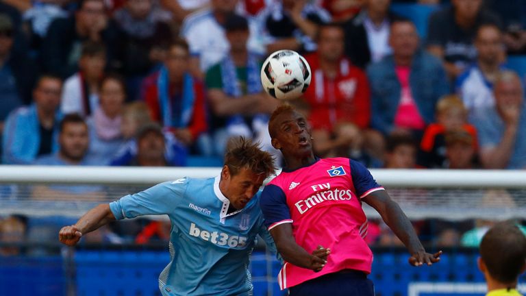 Stoke's Peter Crouch in pre-season action against Hamburger SV