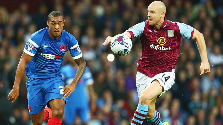 Philippe Senderos (right) in action for Aston Villa against Leyton Orient