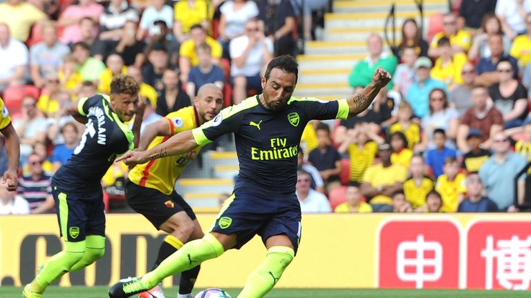 Santi Cazorla scores for Arsenal from the penalty spot