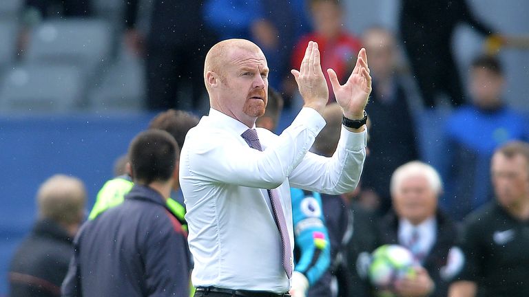 Sean Dyche applauds the fans as he leaves the pitch at Turf Moor
