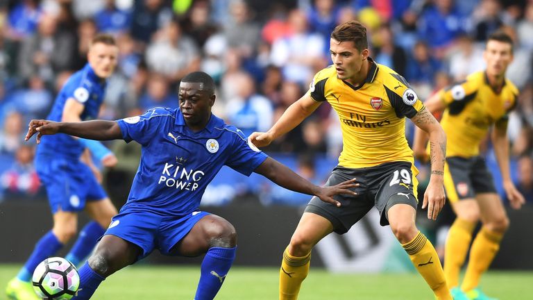 Nampalys Mendy holds off Granit Xhaka