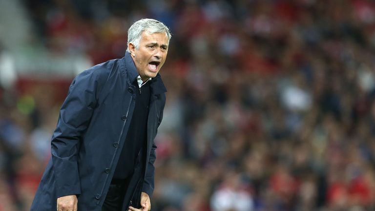 Jose Mourinho shouts instructions from the touchline