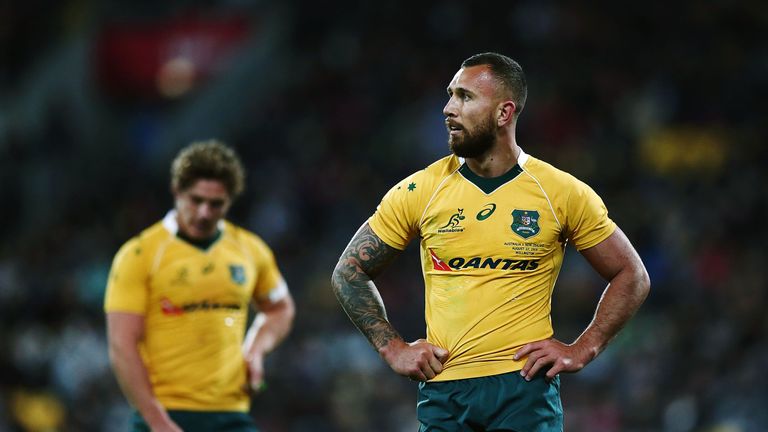 Quade Cooper of Australia looks on during the Rugby Championship match between the All Blacks and Wallabies in Wellington, 28 August 2016