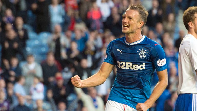 Rangers' Clint Hill celebrates his goal