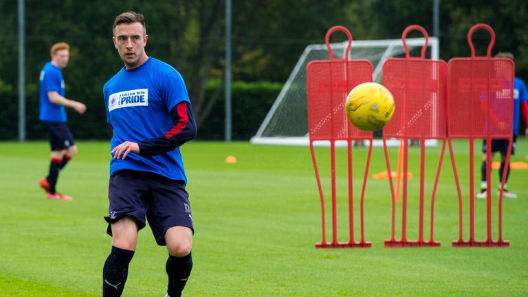 Danny Wilson during a Rangers training session