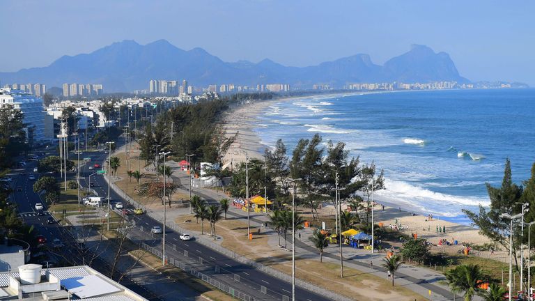 A view of the Pontal area, the Olympic location for the start and finish of the cycling time trial and race walk at the Rio 2016 Olympic Games in Rio de Ja