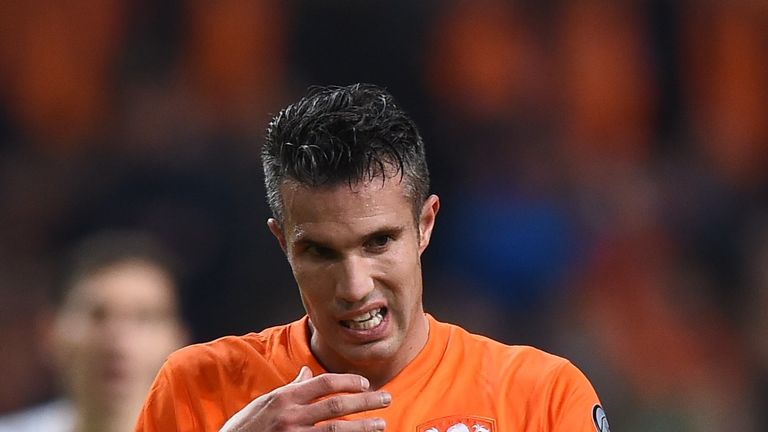 Netherlands' Robin van Persie reacts during the Euro 2016 qualifier v Czech Republic at the Amsterdam Arena in Amsterdam, October 2015