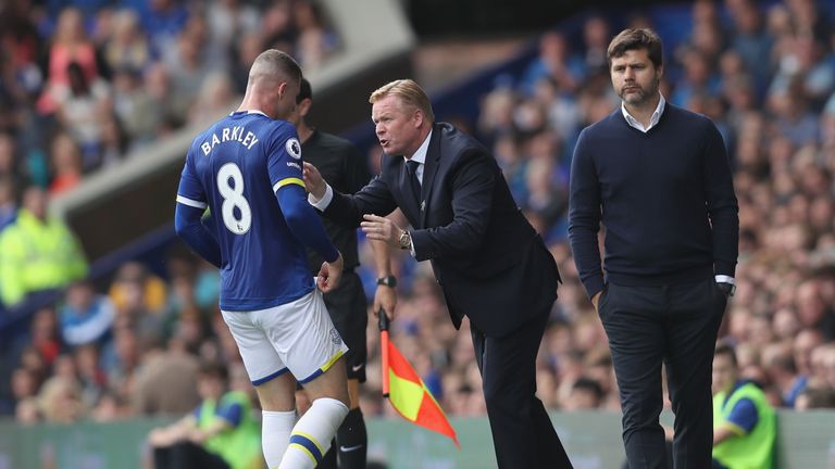 Ronald Koeman gives Ross Barkley instructions