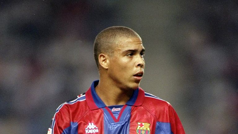 1996:  Ronaldo of Barcelona during the Primera Liga match against San Lorenzo at the Nou Camp in Barcelona. \ Mandatory Credit: Shaun Botterill /Allsport