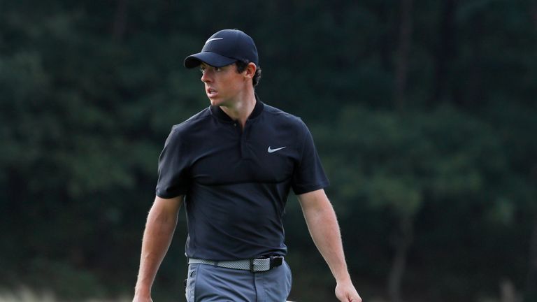 FARMINGDALE, NY - AUGUST 26:  Rory McIlroy of Ireland walks across the fourth green during the second round of The Barclays in the PGA Tour FedExCup Play-O