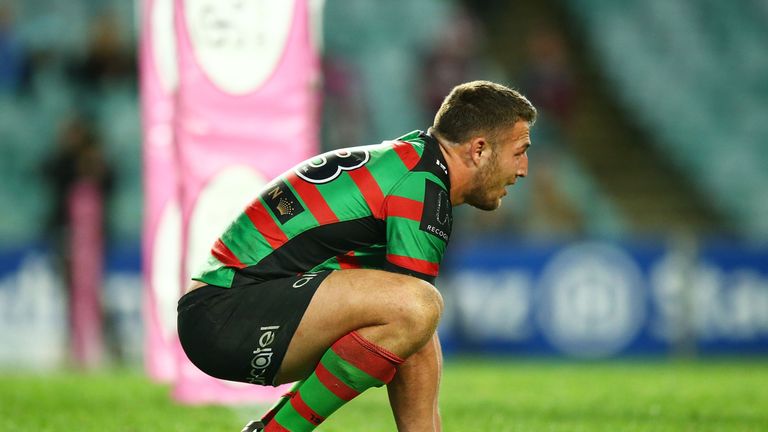 Sam Burgess of the Rabbitohs looks dejected after the round 20 NRL match between the South Sydney Rabbitohs and Manly