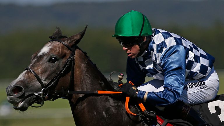 Jim Crowley riding Saunter win the Levin Down Maiden Stakes at Goodwood