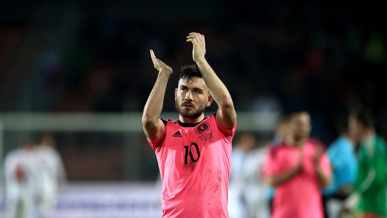 Scotland's Robert Snodgrass acknowledges the fans