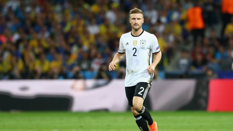Shkodran Mustafi of Germany runs with the ball during the UEFA EURO 2016 Group C match between Germany and Ukraine 