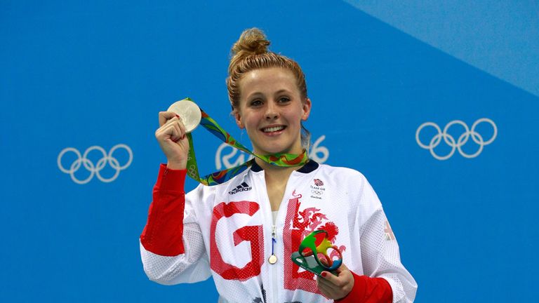 Siobhan-Marie O'Connor proudly displays her silver medal