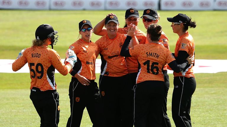 Southern Vipers celebrate the wicket of Stafanie Taylor