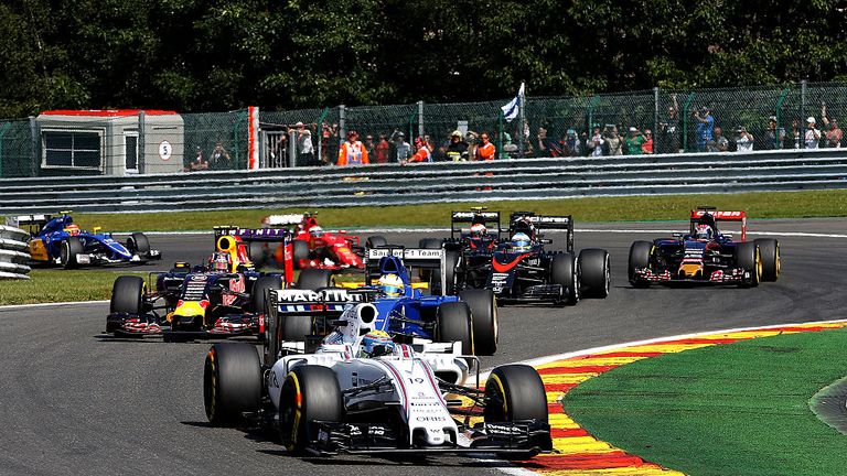 Felipe Massa of Brazil and Williams drives during the Formula One Grand Prix of Belgium at Circuit de Spa-Francorchamps