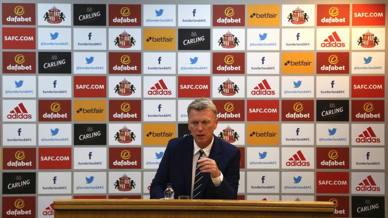 David Moyes conducts his first press conference as Sunderland manager at The Academy of Light on August 1