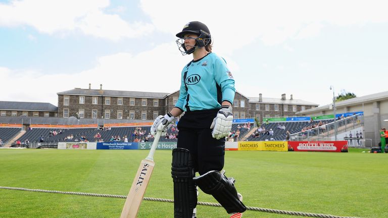 Tammy Beaumont of Surrey Stars walks out to bat during the Womens Kia Super League match