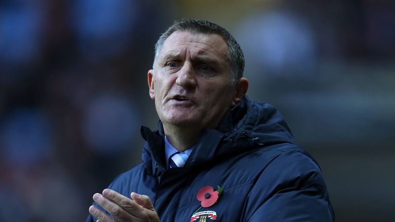 COVENTRY, ENGLAND - NOVEMBER 07:  Coventry Ciy manager Tony Mowbray looks on during The Emirates FA Cup First Round match between Coventry City and Northam