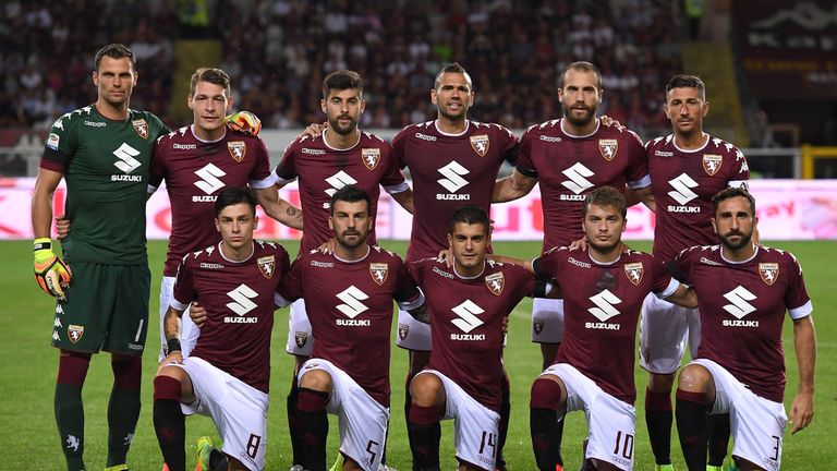 TURIN, ITALY - AUGUST 28:  Players of FC Torino line up during the Serie A match between FC Torino and Bologna FC at Stadio Olimpico di Torino on August 28