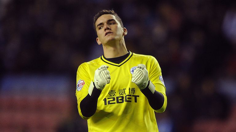 Wigan goalkeeper Lee Nicholls 