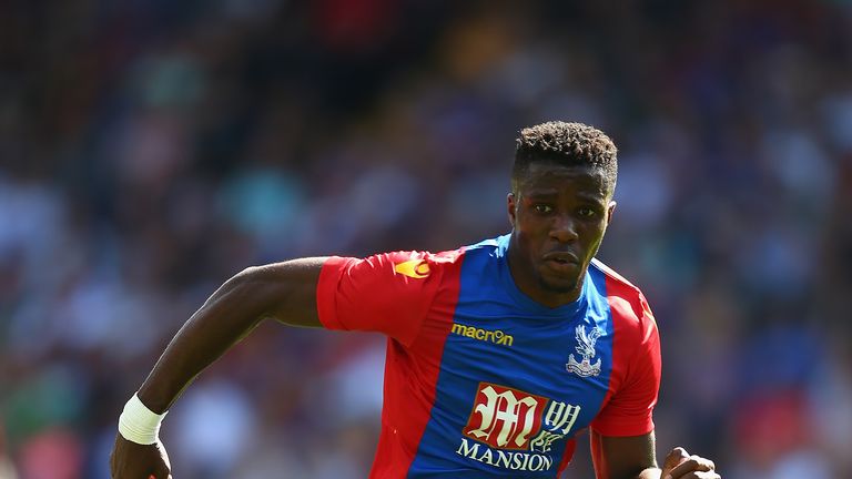 LONDON, ENGLAND - AUGUST 06:  Wilfried Zaha of Crystal Palace in action during the Pre Season Friendly match between Crystal Palace and Valencia at Selhurs