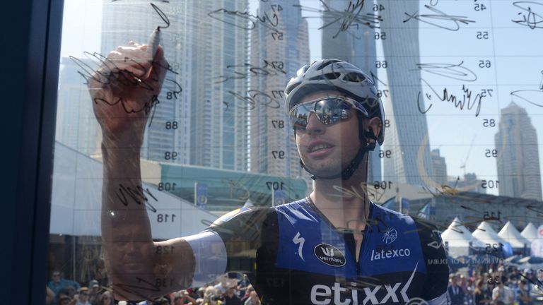 Lukasz Wisniowski from Etixx-Quick-Step Team, ahead of the third stage of the 2016 Tour of Dubai, the 