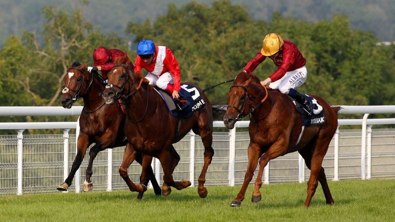 Lightning Spear ridden by Oisin Murphy (right) wins The Doom Bar Celebration Mile Race run at Goodwood Racecourse. PRESS ASSOCIATION Photo. Picture date: S