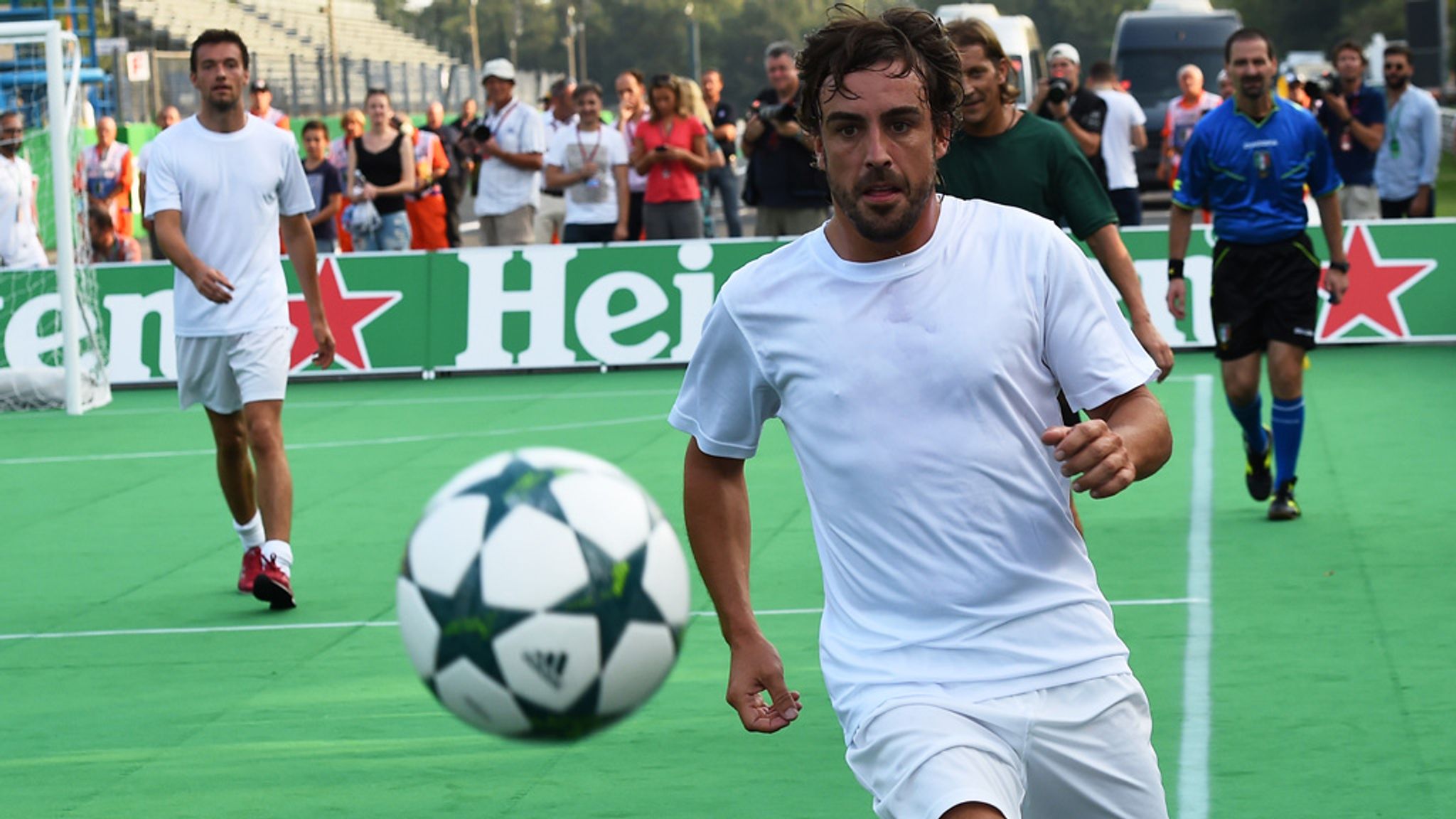 Fernando Alonso (ESP) McLaren at the charity 5-a-side football