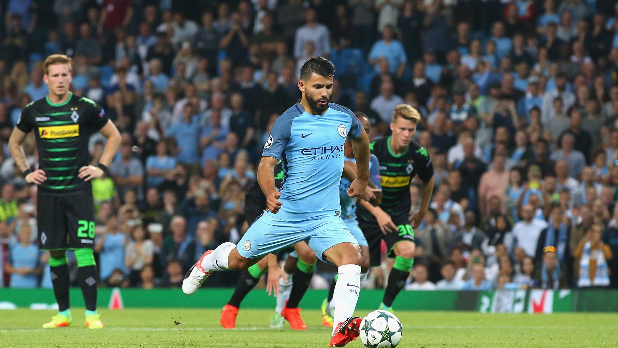 Manchester City 4-0 Borussia Monchengladbach: Sergio Aguero hits ...