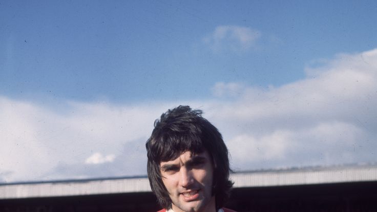 February 1970:  Star Manchester United footballer George Best at the FA Cup Tie between Northampton and Manchester United. 