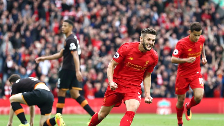Adam Lallana after scoring the opening goal of the game