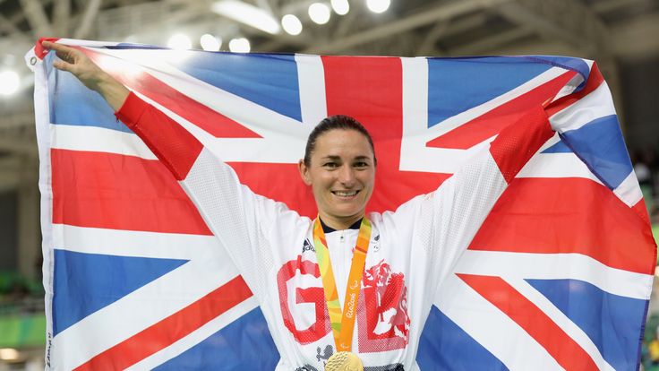 RIO DE JANEIRO, BRAZIL - SEPTEMBER 08:  Gold medalist Sarah Storey of Great Britain celebrates on the podium at the medal ceremony for the women's C5 3000m