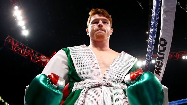 LAS VEGAS, NV - SEPTEMBER 14:  Canelo Alvarez enters the ring to take on Floyd Mayweather Jr. in their WBC/WBA 154-pound title fight at the MGM Grand Garde