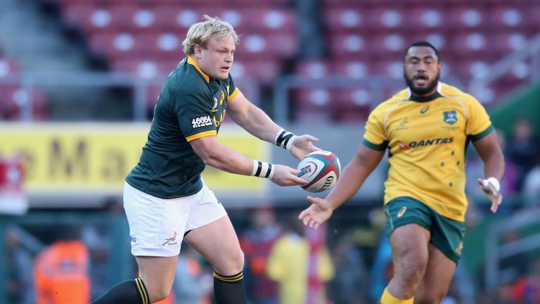 Adriaan Strauss of South Africa passes the ball during The Rugby Championship match between the  Springboks and the Wallabies