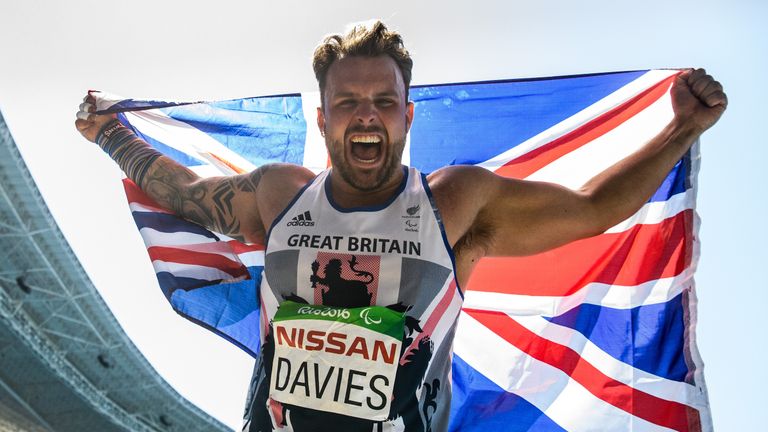 Great Britain's Aled Davies the Gold Medal winner in the Men's Shot Put - F42 Final in the Olympic Stadium during the fifth day of the 2016 Rio Paralympic 