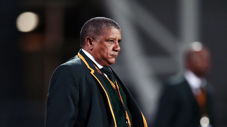 Head Coach Allister Coetzee looks on prior to the Rugby Championship match between the All Blacks and Springboks in New Zealand, September 2016