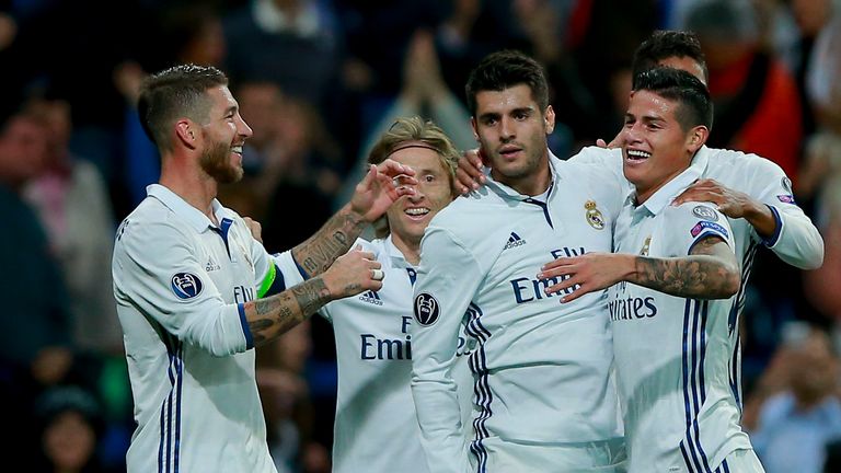 Alvaro Morata of Real Madrid celebrates scoring their dramatic winning goal