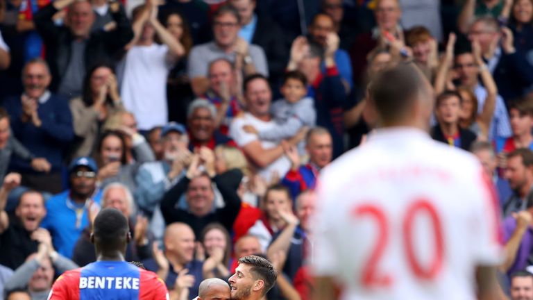 Andros Townsend goal celeb, Crystal Palace v Stoke, Premier League