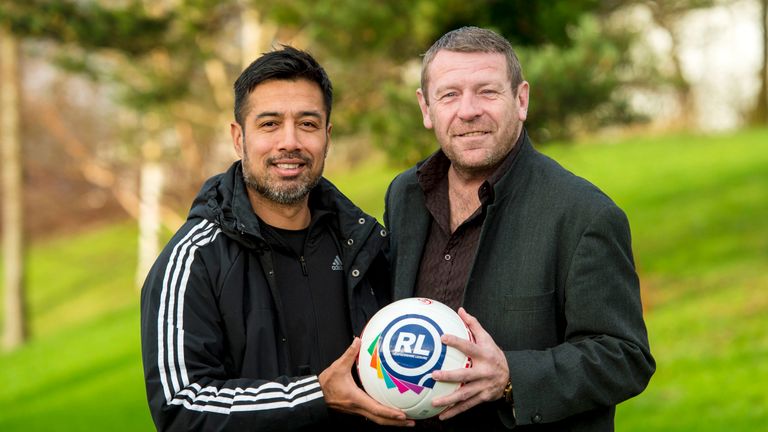 Andy Goram (right) with former Celtic star Bobby Petta  
