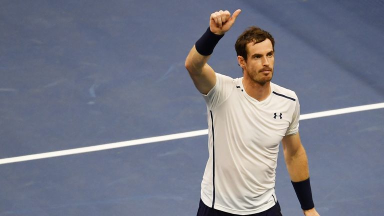 Andy Murray celebrates his victory over Marcel Granollers