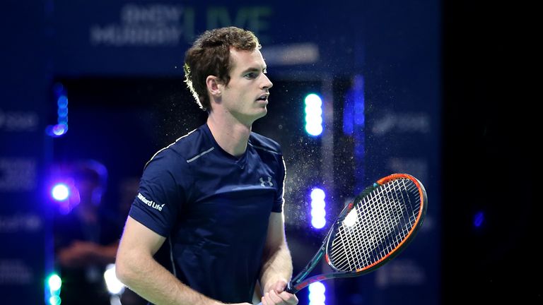Andy Murray warms up on court ahead of the Andy Murray Live Event at the SSE Hydro, Glasgow.