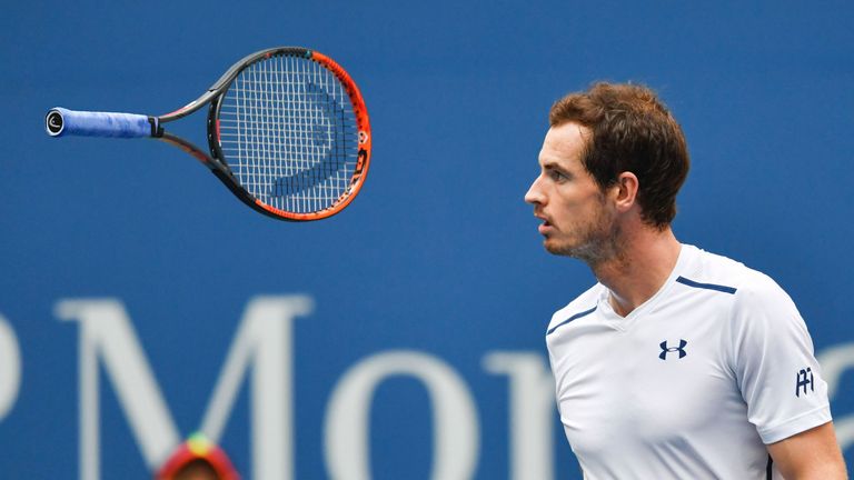 Andy Murray cut a frustrated figure in the first two sets against Paolo Lorenzi