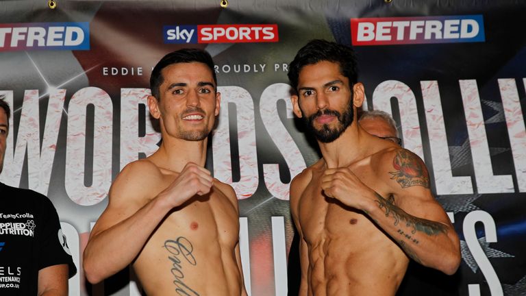 Anthony Crolla (L) takes on the classy Jorge Linares